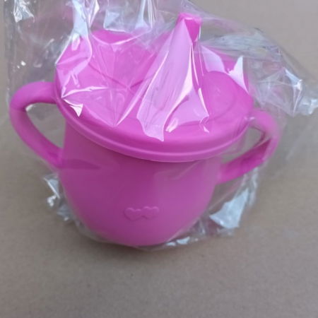 Cana din silicon cu capac si pai, pentru bebelusi, Empria, Roz [2]