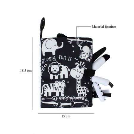 Carte Senzoriala Contrastanta pentru Bebelusi Explorarea Contrastelor, 18.5 x 15 x 3 cm, Jungle [2]