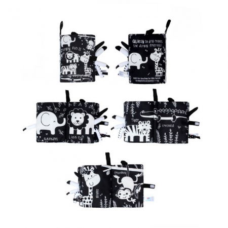 Carte Senzoriala Contrastanta pentru Bebelusi Explorarea Contrastelor, 18.5 x 15 x 3 cm, Jungle [7]