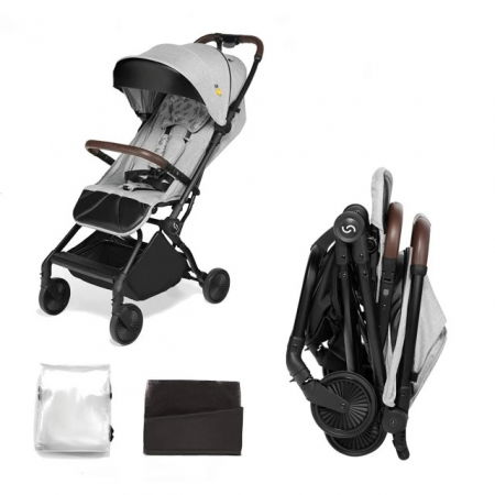 Puericultura mare - Carucior sport pliabil Skiddou Espoo Normandic Dream, ultracompact pentru calatorii, Gri