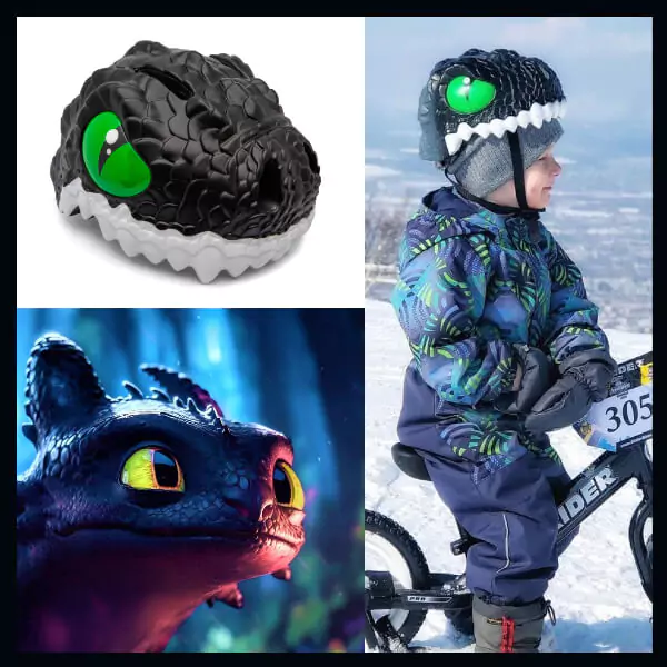 Casca bicicleta copii, model 3D, dimensiune reglabila 49-55 cm, 2-7 ani, Dragon Negru [7]