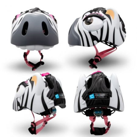 Casca bicicleta copii, model 3D, dimensiune reglabila 49-55 cm, 2-7 ani, Zebra Negru-Alb [2]