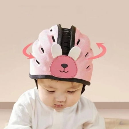 Casca protectie bebelusi cu spuma flexibila, ultrausoara, reglabila, Empria, Iepuras Roz [2]