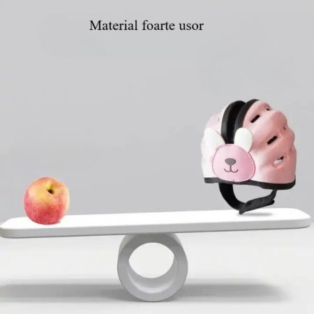 Casca protectie bebelusi cu spuma flexibila, ultrausoara, reglabila, Empria, Iepuras Roz [9]