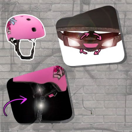 Casca bicicleta adulti, curele reflectorizante, Marime S/M (52-56cm), model Ramp, Grafitti Roz [2]