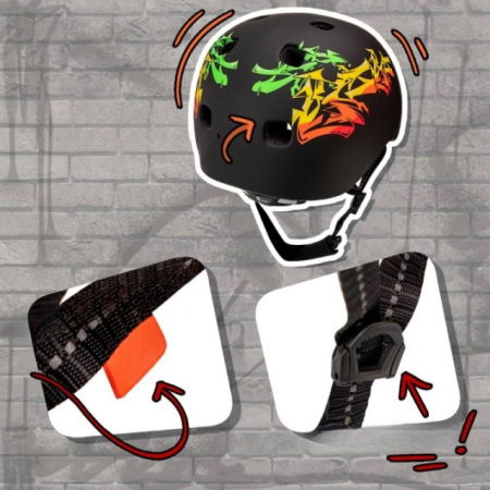 Casca bicicleta adulti, curele reflectorizante, Marime S/M (52-56cm), model Ramp, Grafitti Negru [2]