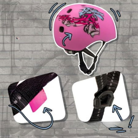 Casca bicicleta adulti, curele reflectorizante, Marime S/M (52-56cm), model Ramp, Grafitti Roz [4]