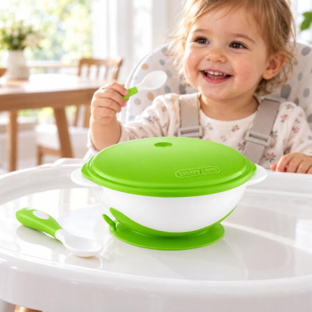 Castron cu ventuza si capac BabyJem, Diverse culori [3]
