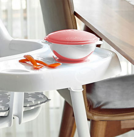 Castron cu ventuza si capac BabyJem, Roz [3]