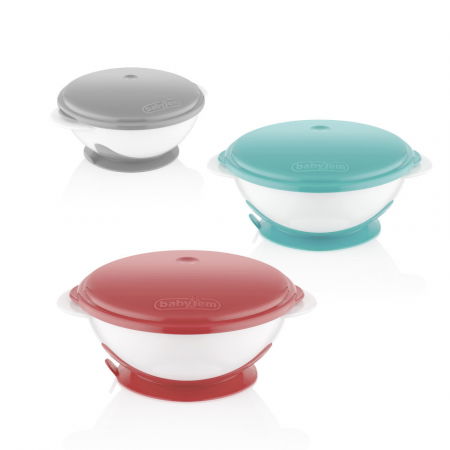 Castron cu ventuza si capac BabyJem, Roz [2]