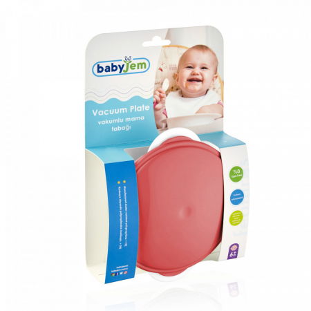Castron cu ventuza si capac BabyJem, Roz [1]