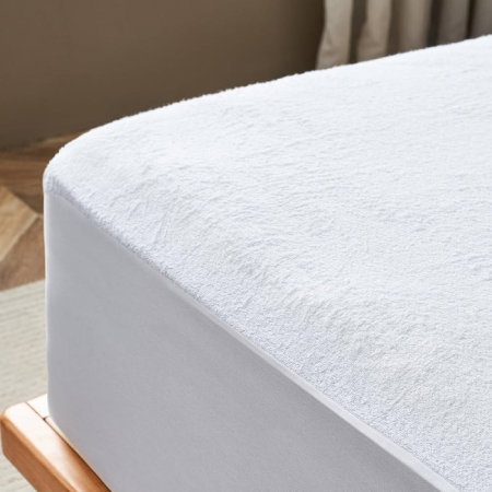 Cearceaf impermeabil alb cu elastic, husa protectie saltea tip prosop, 160x200x40 cm [4]