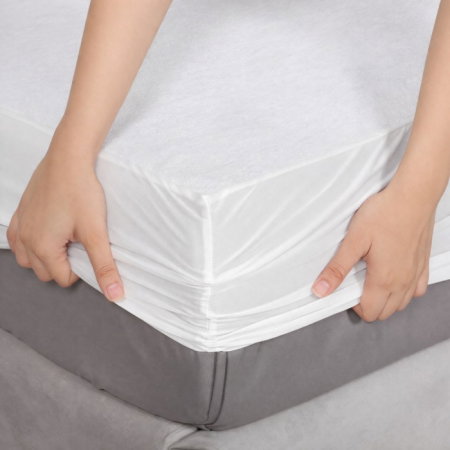 Cearceaf impermeabil alb cu elastic, husa protectie saltea tip prosop, 160x200x40 cm [5]