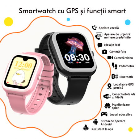 Ceas smartwatch copii gps 5-15m 4G Android Wifi AMOLED 1.78in, Diverse culori [2]