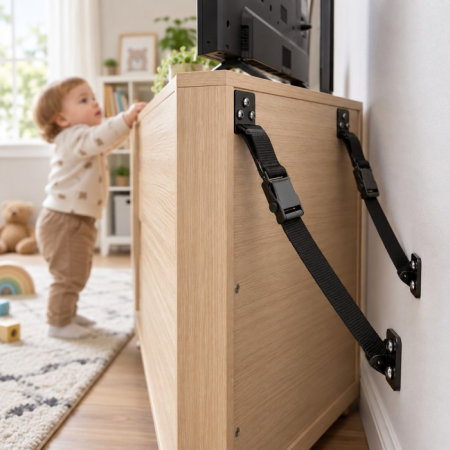 Protectii utile - Chingi asigurare impotriva daramarii televizorului si mobilierului, din nailon si metal_Buy4Baby