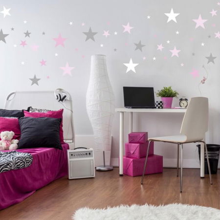 Stickere decorative - Constelatie roz, 100 de stele