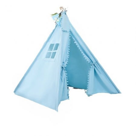 Cort de joaca pentru copii, cort teepee, stil indian, Empria, 110x110x110 cm, Bleu [11]