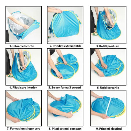 Cort de plaja, Empria, cu protectie UV pentru bebelusi si copii, cu piscina, vacanta vara, 117x79x70 cm [11]