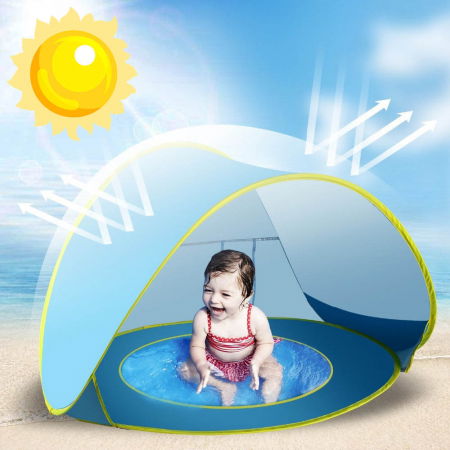 Cort de plaja, Empria, cu protectie UV pentru bebelusi si copii, cu piscina, vacanta vara, 117x79x70 cm [12]