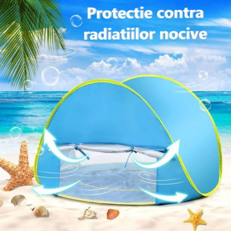 Cort de plaja, Empria, cu protectie UV pentru bebelusi si copii, cu piscina, vacanta vara, 117x79x70 cm [4]