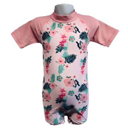Haine plaja / inot - Costume de Baie / Inot pentru bebelusi si copii, Protectie Soare UPF50+, Floral Pink, Diverse marimi