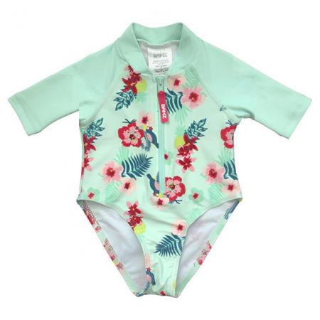 Haine plaja / inot - Costume de Baie / Inot pentru bebelusi si copii, Protectie Soare UPF50+, Mint Floral, Diverse marimi