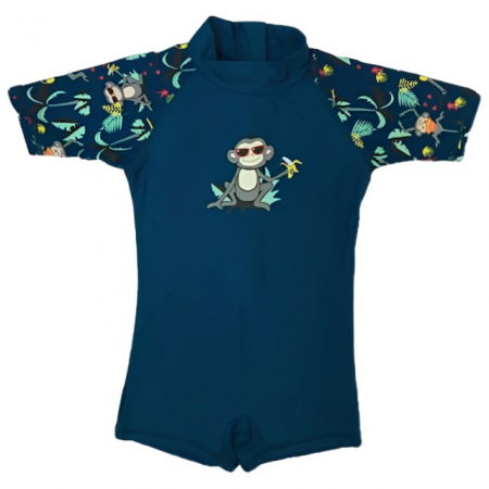 Haine plaja / inot - Costume de Baie / Inot pentru bebelusi si copii, Protectie Soare UPF50+, Navy Jungle, Marimea 6
