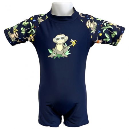 Haine plaja / inot - Costume de Baie / Inot pentru bebelusi si copii, Protectie Soare UPF50+, Navy Jungle, Marimea 6