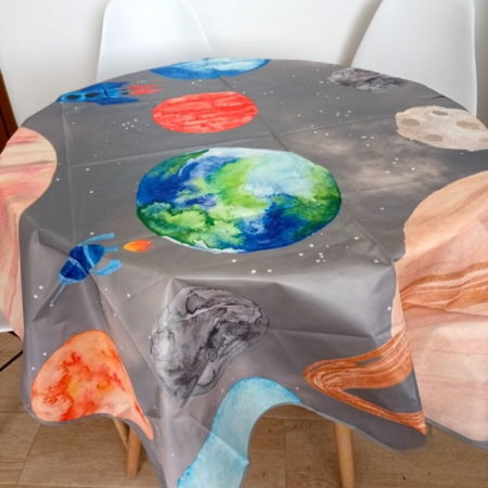 PRODUS RESIGILAT - Covoras anti-murdarire pentru scaunul de masa bebe, impermeabil, lavabil, antiderapant, Planets [8]