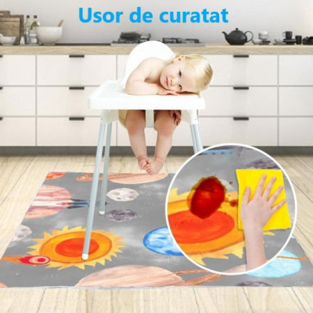 Covoras anti-murdarire pentru scaunul de masa bebe, impermeabil, lavabil, antiderapant, Diverse modele [2]