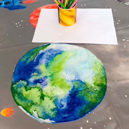 PRODUS RESIGILAT - Covoras anti-murdarire pentru scaunul de masa bebe, impermeabil, lavabil, antiderapant, Planets [10]