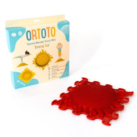 Jucarii copii si jocuri educative - Covoras ortopedic pentru masaj, 1 piesa, model Shining Sun, Rosu