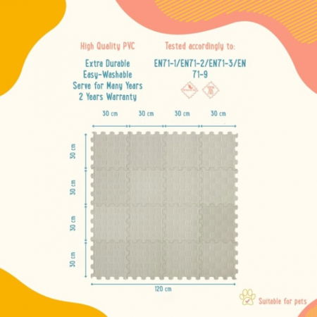 Covoras ortopedic, senzorial, set puzzle, 16 piese, model Sport Surface, Gri [8]