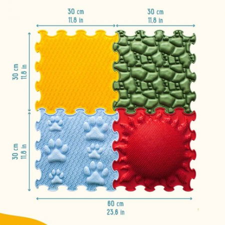 Covoras ortopedic, senzorial, set puzzle, 4 piese cu diferite texturi, Fantastic Four [3]