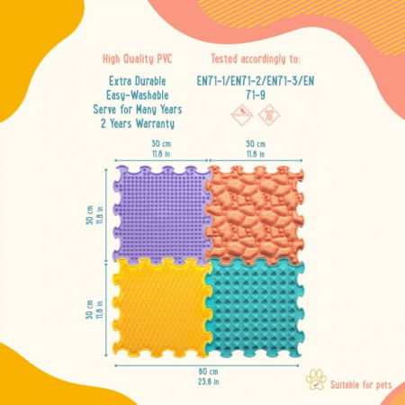 Covoras ortopedic, senzorial, set puzzle, 4 piese, Four Senses [10]
