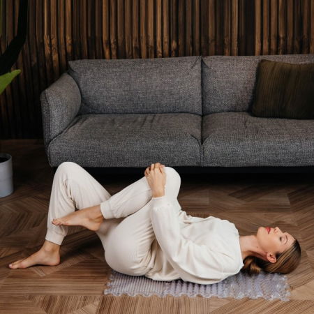 Covoras ortopedic, senzorial, set puzzle, 6 piese cu diferite texturi, ICE Relaxing Massage, transparent [5]