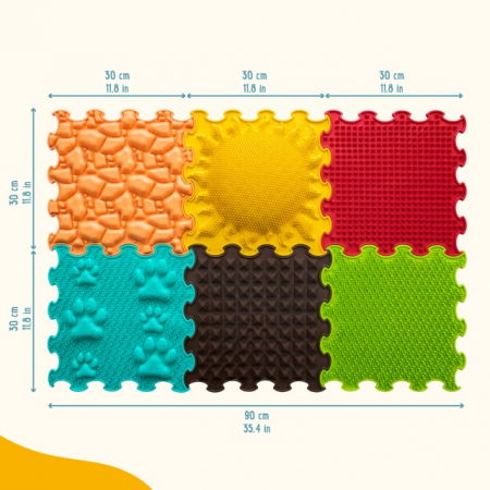Covoras ortopedic, senzorial, set puzzle, 6 piese cu diferite texturi, Sunshine Garden [7]