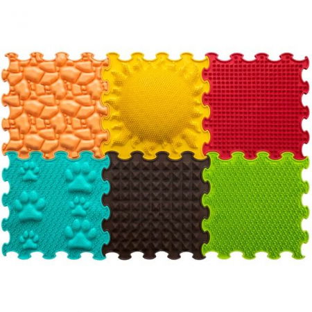 Covoras ortopedic, senzorial, set puzzle, 6 piese cu diferite texturi, Sunshine Garden [2]