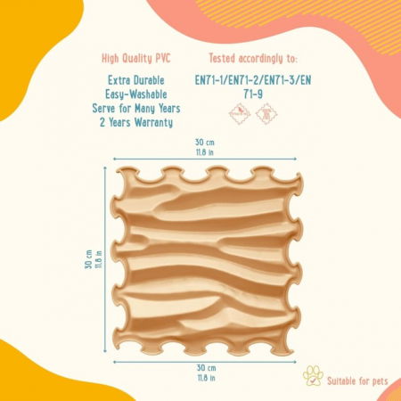 Covoras ortopedic, senzorial, set puzzle, 6 piese, model Sandy Waves, textura rigida, Multicolor [6]