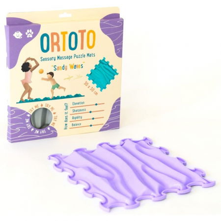 Covoras ortopedic, senzorial, set puzzle, 6 piese, model Sandy Waves, textura rigida, Multicolor [11]