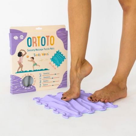 Covoras ortopedic, senzorial, set puzzle, 6 piese, model Sandy Waves, textura rigida, Multicolor [7]