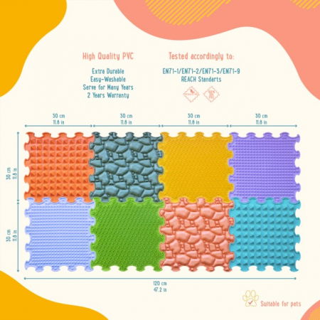 Covoras ortopedic, senzorial, set puzzle, 8 piese cu diferite texturi, Nature Gifts [10]