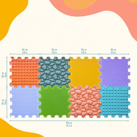 Covoras ortopedic, senzorial, set puzzle, 8 piese cu diferite texturi, Nature Gifts [9]