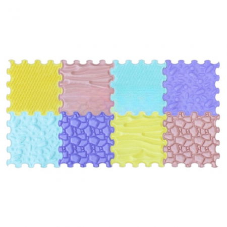 Covoras ortopedic, senzorial, set puzzle, 8 piese cu diferite texturi, Sensory&Calm Pastel Set [4]