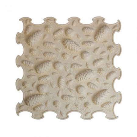 Covoras ortopedic, senzorial, set puzzle, 8 piese, model Pinecones, textura moale, Multicolor [2]