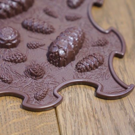 Covoras ortopedic, senzorial, set puzzle, 8 piese, model Pinecones, textura rigida, Multicolor [5]