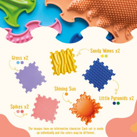 Covoras ortopedic, senzorial, set puzzle, 9 piese cu diferite texturi, Stimulative Rainbow [8]