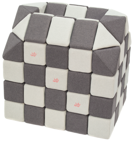 Cuburi CREATIVE Magnetice, JollyHeap, 100 cuburi, Alb Fildes-Gri Inchis [0]