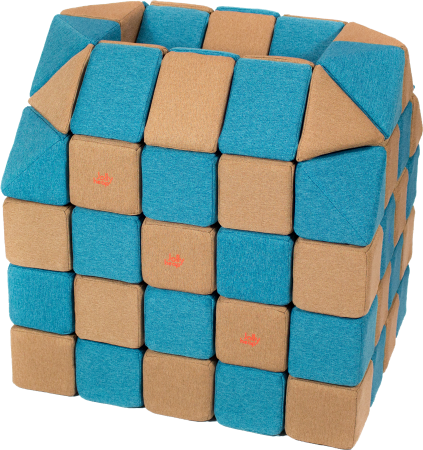 Cuburi CREATIVE Magnetice, JollyHeap, 100 cuburi, Bej-Bleu [0]