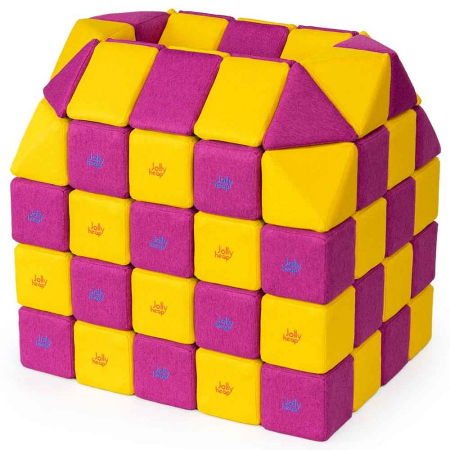 Cuburi CREATIVE Magnetice, JollyHeap, 100 cuburi, Galben-Roz [0]